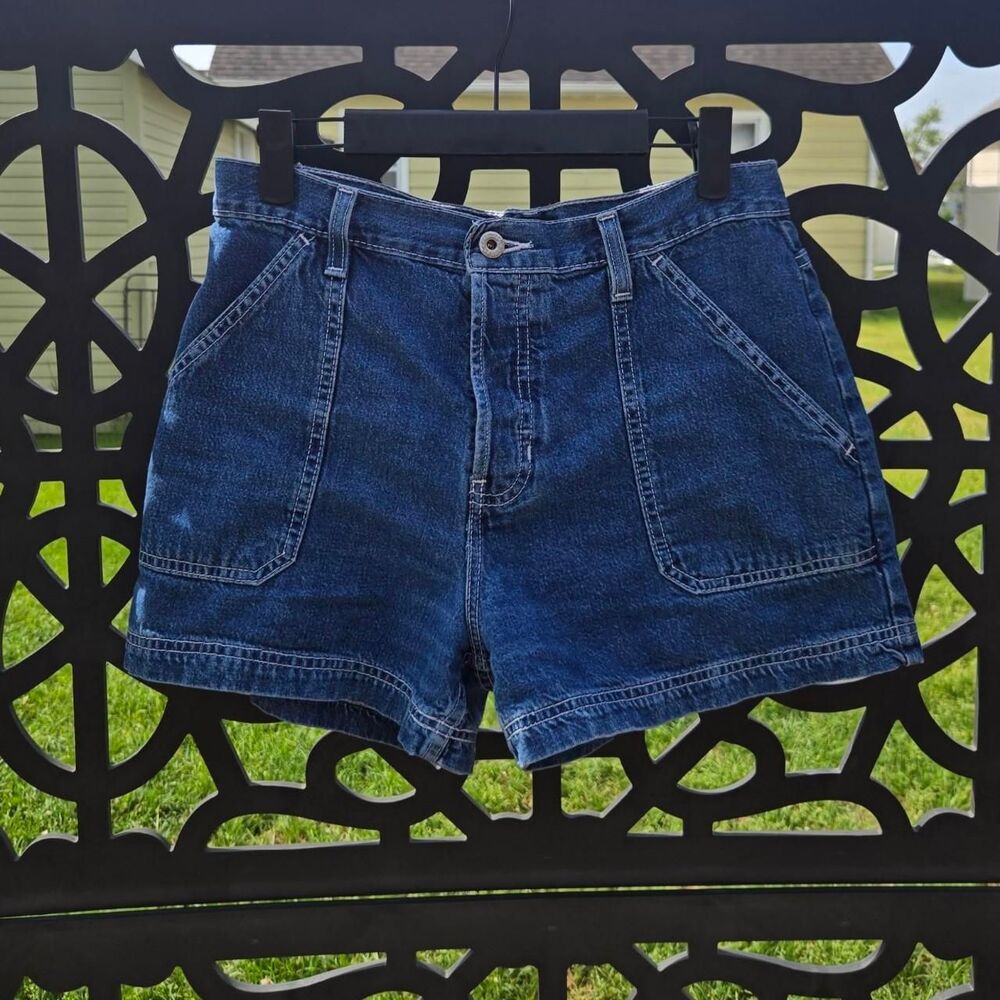 Women's Vintage 1990s Gap Cargo High Rise Denim Jean Shorts 4
